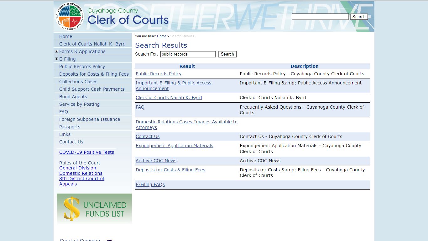 Search Results - Cuyahoga County Clerk of Courts